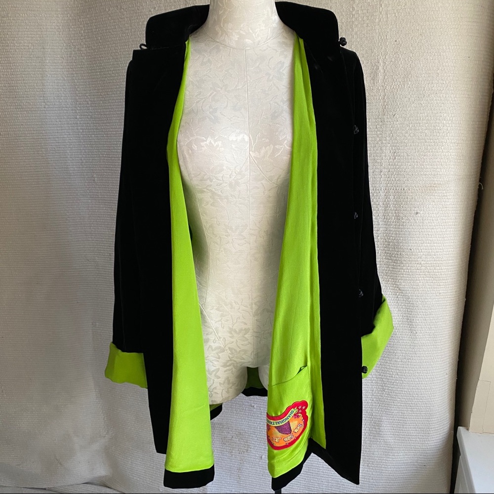 Shanghai Tang L Silk Velvet Mandarin Kimono Jacket - Picture 1 of 8